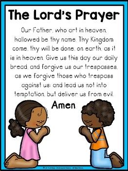 Lord's Prayer For Kids, The Lord's Prayer Printable For Kids, The Lord's Prayer For Kids, The Lord's Prayer Printable, Lord's Prayer Printable, Prayer Poster, Black And White Clip Art, Prayer Catholic, Our Father Prayer