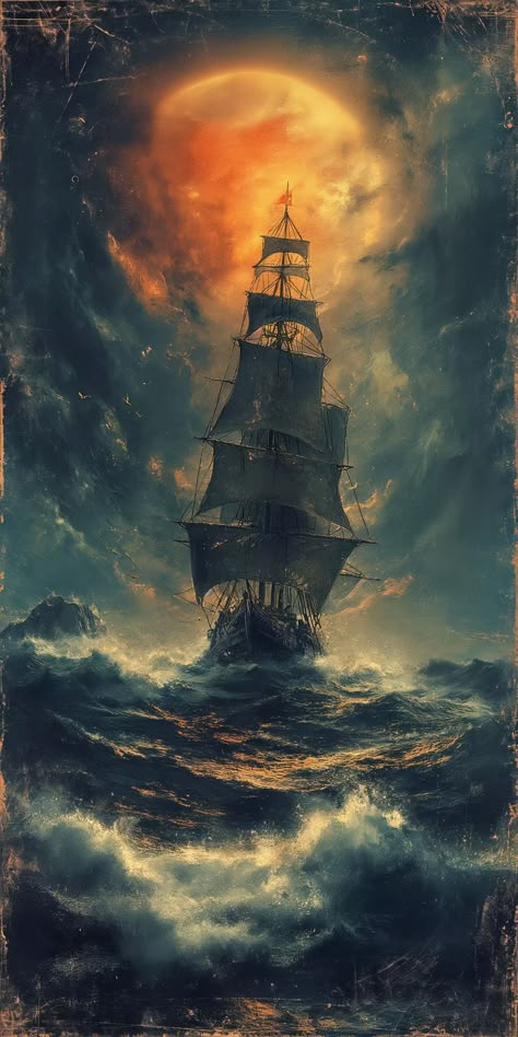 Latest creative vision presented by ThetaCursed, License: CC BY-NC 4.0 Ship In The Ocean, Lighthouse Wallpaper, Pirate Ship Art, Fantasy Cottage, Sea Background, Sky Art Painting, Military Tattoos, Pirate Art, Samsung Galaxy A03