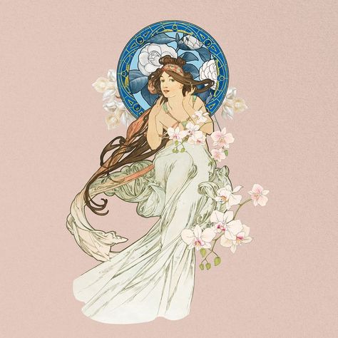 Art Nouveau Iphone Wallpaper, Mucha Wallpapers, Art Nouveau Wallpaper Iphone, Art Nouveau Phone Wallpaper, Alphonse Mucha Wallpaper, Art Nouveau Background, Mucha Dance, Inspo Wall, Art Nouveau Mucha