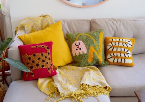 Punch Rug Ideas, Charlotte Apartment, Future Home Aesthetic, Snake Pillow, Tufting Rugs, Punch Rug, Needle Kit, Pillow Crafts, Room Of One's Own