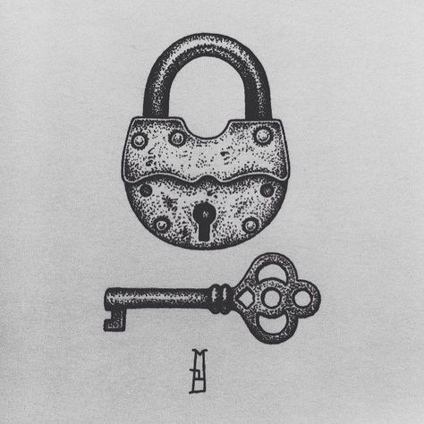 Padlock Tattoo, Key Drawing, Lock Drawing, Tattoo Borboleta, Bridge Tattoo, Key Drawings, Garter Tattoo, Key Tattoos, Tumblr Drawings