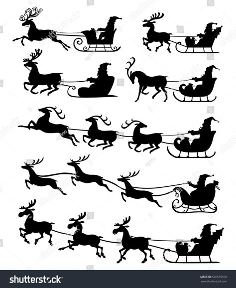 Engraver Ideas, Santa Claus Sleigh, Christmas Outdoors, Christmas Silhouette, Christmas Window Painting, Reindeer And Sleigh, Christmas Window Decorations, Christmas Stencils, Silhouette Christmas