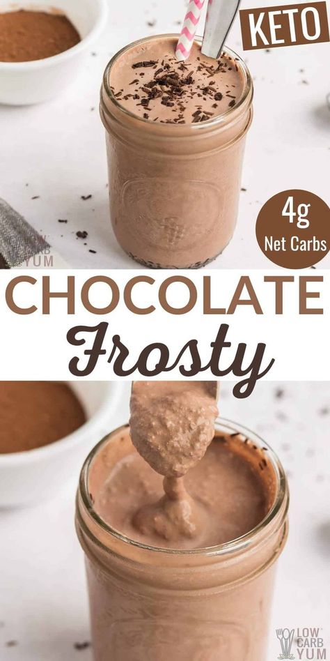 Keto Frosty, Low Carb Shakes, Chocolate Frosty, Keto Shakes, Desserts Keto, Postre Keto, Baking Soda Beauty Uses, Low Carb Low Sugar, Chocolate Milkshake