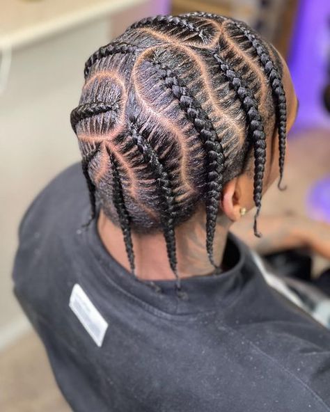 Braids To The Side Men, West Coast Braids, Popsmoke Braids On Men, Horizontal Braids, Mens Braids Hairstyles Cornrows Design, Plats Braids For Men, Men Stitch Braids, Men Cornrows Design, Braids For Black Men