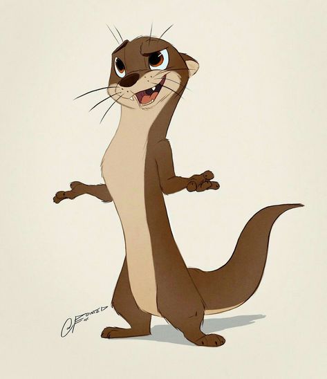 Otter A Cartoon, Cartoon Character, Otters, On Demand, To Draw, Animals