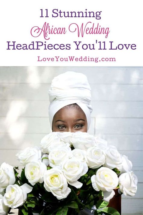 From intricately beaded styles to flowing head wraps, discover unique and beautiful African wedding headpieces to complete your bridal look. Wedding Head Wrap, Flower Girl Wedding Hair, Wedding Hairstyles For Girls, Black Wedding Hairstyles, Wedding Headpieces, African Bride, Romantic Updo, Head Wrap Styles, Gold Wedding Dress