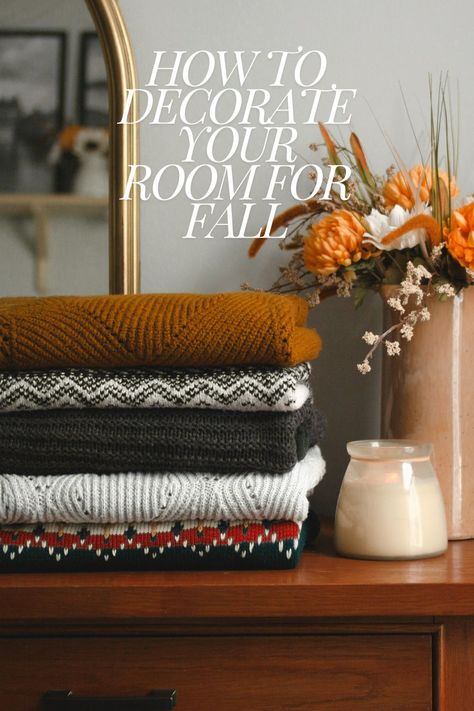 Fall bedroom decor Bedroom Fall Decorations Cozy, Fall Bedroom Refresh, Fall Bedroom Decor Autumn, Fall Bedroom Decor Aesthetic, Fall Room Decor Loft Bed, Fall Decorated Bedroom Aesthetic, Fall Bedroom Decor, Cozy Fall Bedroom, Bedroom Updates