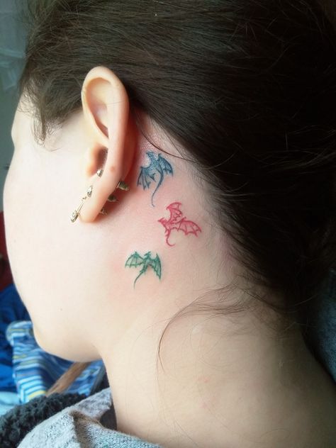 Saphira Dragon Tattoo, Eragon Saphira Tattoo, Saphira Tattoo, Small Dragon Tattoo For Women, Dragon Tattoo Behind Ear, Eragon Saphira, Armpit Tattoo, Peter Pan Tattoo, Cute Matching Tattoos