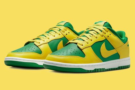 The Nike Dunk Low ‘Reverse Brazil’ is shaking up the famous colourway you know and love! Find out where to buy it here. Nike Dunk Low Brazil, Nike Dunk Low Sp, Dunk Low Nike, Nike Shoes (men), Nike Snkrs, Yellow Colour Scheme, Nike Jordan Retro, All Nike Shoes, Air Jordan Sneakers