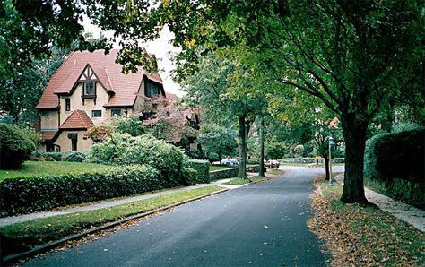 when the girls are walking on the street near the end, the suburb they're in resembles this, pretty woodsy Forest Hills Gardens, Forest Hills Queens, Queens Nyc, New York City Photos, Garden On A Hill, Tudor Style Homes, Washington Heights, City Photos, English Village