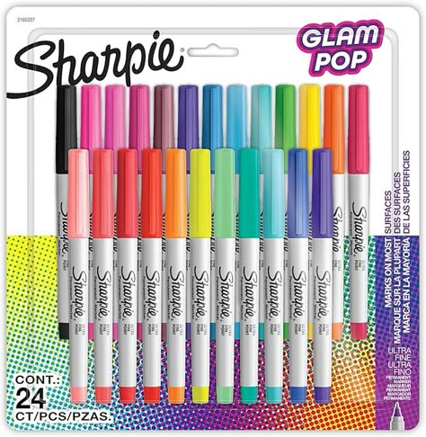 Amazon.com : Sharpie Glam Pop Permanent Markers, Ultra Fine Tip Marker Set, Coloring Markers, Art Markers, Drawing Markers, Writing Markers, Resilient Ink, Assorted Colors, 24 Count : Office Products Art Markers Drawing, 6th Birthday Cakes, Sharpie Permanent Markers, Markers Art, Markers Drawing, Sharpie Markers, Permanent Markers, Art Markers, Dog Sketch