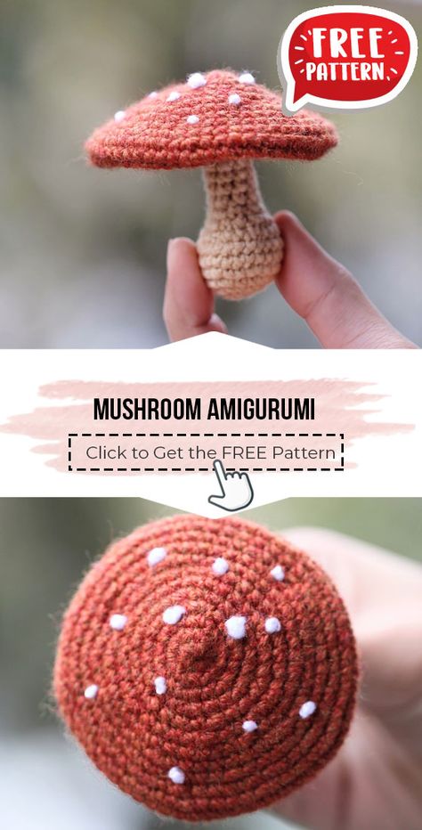 crochet Mushroom Amigurumi free pattern - FREE Crochet Amigurumi Pattern for Beginners. Click to Get the Pattern #Amigurumi #crochetpattern #crochet via @shareapattern.com Mushroom Tutorial, Mushroom Amigurumi, Mushroom Crochet Pattern, Free Crochet Amigurumi, Crochet Fairy, Crochet Mushroom, Crochet Plant, Amigurumi Ideas, Crochet Food