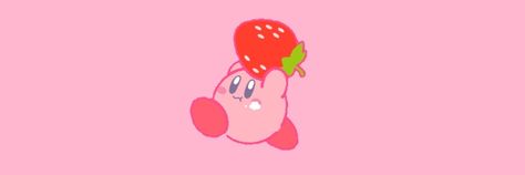 Strawberry Youtube Banner, Kirby Twitter Banner, Kirby Discord Banner, Kirby Widgets Long, Twitter Banner Pink, Kirby Header, Kirby Banner, Kirby Strawberry, Discord Banner Pink