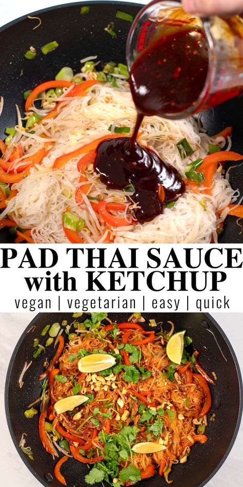 Transform your homemade Pad Thai with a tangy twist using this easy Pad Thai sauce with ketchup. This quick and flavorful recipe brings together the sweetness of ketchup, the umami of soy sauce, and a hint of spice, creating a delicious balance. #contentednesscooking Pad Thai Sauce Recipe, Homemade Pad Thai Sauce, Vegan Pad Thai Sauce, Thai Sauce Recipe, Tropical Smoothies, Homemade Pad Thai, Portable Meals, Easy 30 Minute Meals, Work Lunch Recipes