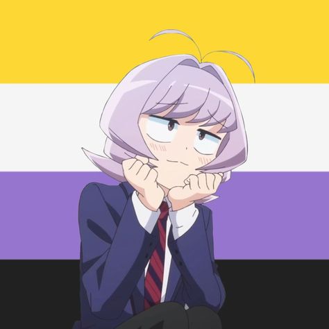 Nonbinary Anime Character, Nonbinary Pfp, Respect Pronouns, Lgbtq Pfp, Nonbinary Art, Najimi Osana, Non Binary Flag, Pride Art, Flag Pride