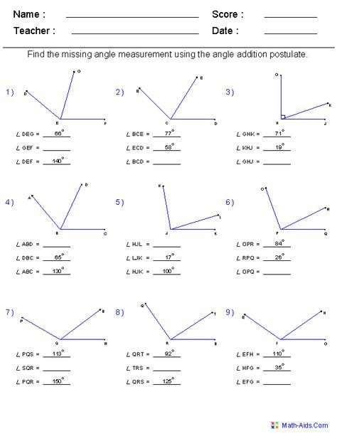 Geometry Worksheets | Angles Worksheets for Practice and Study...math-aids...wonderful website for math worksheets! Angles Math Geometry, 10th Grade Math Worksheets, 10th Grade Geometry, 10th Grade Math, Angles Math, Geometry Angles, Complementary Angles, Study Math, Angles Worksheet