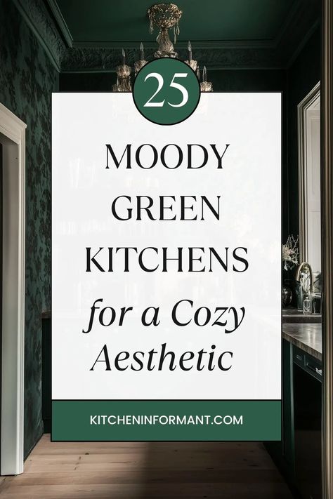 25 Moody Green Kitchens for a Cozy Aesthetic - Kitchen Informant Blue Gray Kitchen Cabinets, Essex Green, Green Kitchen Walls, Green Kitchens, Grey Blue Kitchen, Moody Kitchen, Green Kitchen Designs, Moody Green, Dark Green Kitchen