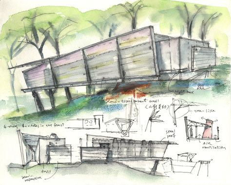 Mt Tung-Yen Public Toilet / AMBi Studio Architecture Drawing Plan, Architecture Sketchbook, Architecture Design Sketch, Architecture Design Drawing, Architecture Concept Drawings, Industrial Design Sketch, Interior Sketch, Architecture Drawing Art, Architectural Sketch