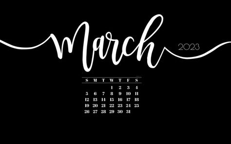 11. Black & White SaturdayGift March 2023 Calendar Background | SaturdayGift 2023 Calendar Aesthetic Black, March Desktop Wallpaper, March 2023 Calendar, Coffee Ring Stain, Black Calendar, Desktop Wallpaper Black, Pink Calendar, Adorable Aesthetic, February Wallpaper