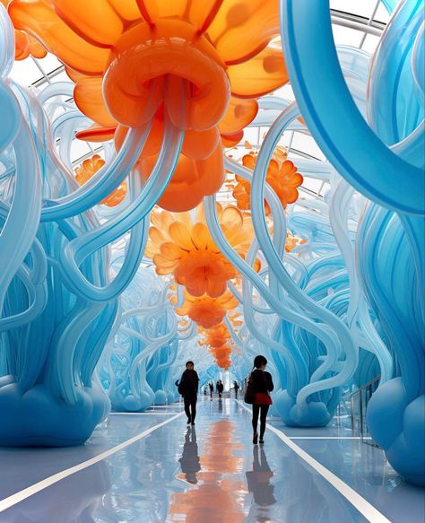 Colorful Jellyfish, Public Sculpture, Exhibition Display, Installation Design, Art Installation, Display Design, Stage Design, Amazing Architecture, Space Art