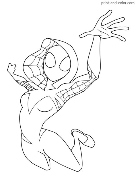 Spider Man coloring pages | Print and Color.com Spider Gwen Coloring Page, Ghost Spider Coloring Page, Super Hero Coloring Sheets, Spiderman Coloring Pages, Lucas The Spider, Spiderman Girl, Spiderman And Spider Gwen, Spider Coloring Page, Superhero Coloring Pages