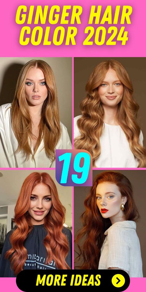 Ginger and Blonde Highlights for Diverse Hair Types in 2024: Ginger hair with blonde highlights is a versatile trend for 2024, suitable for a wide range of hair types, from straight to curly. This color combination works wonderfully on medium-length hair with curtain bangs or on long, straight hair. The blonde highlights add dimension and a modern flair to the ginger base, making it a stylish choice for both women and men. Ginger And Blonde Highlights, Hair Inspiration Dark, Blonde Hair Over 40, Fall Hair Inspiration, From Blonde To Brunette, Dark Strawberry Blonde Hair, Reddish Blonde Hair, Dark Ginger Hair, Blonde To Brunette