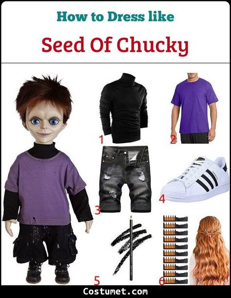 Glen Ray (Seed of Chucky) Costume for Cosplay & Halloween 2022 Glen Costume Chucky, Chucky Tiffany And Glen Costumes, Glen Chucky Son, Chucky Halloween Costume Men, Glen From Chucky, Chucky Family Costume, Chucky Costume Mens, Chucky Tiffany And Glen, Seed Of Chucky Costume