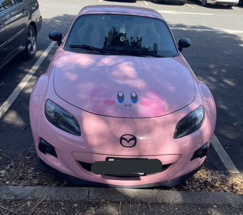 mia on Twitter: "Kirby car at my school… " Pink Miata Aesthetic, Pink Beetle Car Aesthetic, Pink Race Car Interior, Pink Japanese Car, Pink Street Racing Car, Kirby Games, Girly Car Accessories, Car Deco, Pretty Bike