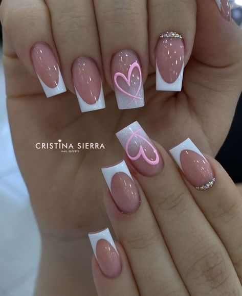 Holiday Acrylic Nails, Square Press On Nails, Fancy Nails Designs, Simple Gel Nails, Girly Acrylic Nails, Cute Acrylic Nail Designs, French Acrylic Nails, Short Square Acrylic Nails, Banquet Party