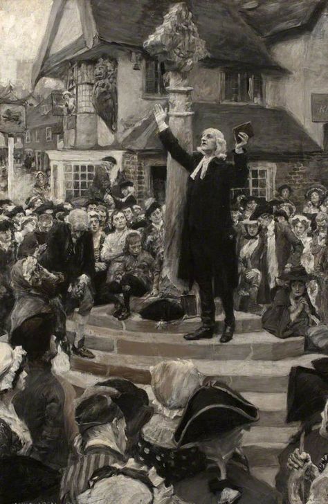 John Wesley preaching! Pilgrim Fathers, Personal Office, Christian Graphic Design, Jesus Design, Christian History, John Wesley, United States History, Christian Journaling, Church Crafts