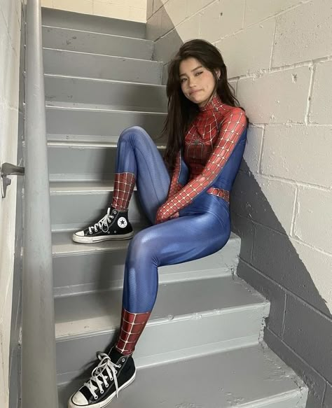 Spider Woman Halloween Costume, Girl Spiderman Costume, Spiderwoman Cosplay, Spider Girl Costume, Spider Woman Costumes, Spiderman Halloween Costume, Spider Man Halloween, Spider Suit, Spiderman Girl