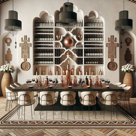 My @giLherrera twist of Tulum & 🍷 Wine Room (requested by client) with Modern Mexican Hacienda Splashes, 100% Hand Hammered Copper Pieces, and a favorite of mine: NICHE WALLS (more to come!) . At CoLores Decor Our team is constantly experimenting with textures & “WOW” styles for a UNIQUE statement design for any room…Introducing TOP 🇲🇽 MeXican Artisan Design & CATAPULTING our culture’s Talent through the vision of our founder, GiL Herrera @giLherrera ♥️ . You think you know MeXican Artisan De... Modern Mexican Hacienda, Modern Mexican Restaurant, Modern Mexican Decor, Niche Wall, Mexican Hacienda, Artisan Decor, Modern Mexican, Mexican Home Decor, Handcrafted Decor