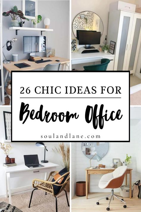 Merge productivity with tranquility by exploring chic bedroom office ideas designed for those who desire a balanced space. Discover how to cleverly integrate a work area into your bedroom without sacrificing comfort or style. From compact, minimalist desks that fit snugly into cozy corners to creative storage solutions that keep clutter at bay, these ideas will inspire you to create a multifunctional space where work and rest coexist harmoniously. Incorporate soothing colors, strategic lighting, Small Office Nook In Bedroom, Workspace And Bedroom, Bedroom Nook Office Ideas, Bedroom Office Space Ideas, Desks In Bedroom Aesthetic, Bedroom Ideas With A Desk, Main Bedroom Office Combo, Bedroom Wfh Set Up, Home Offices In Bedrooms