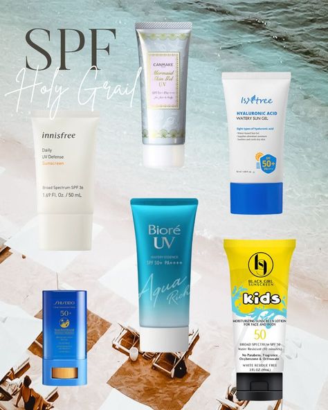 The best SPF is the one you'll put on everyday happily! Asian sunscreens are my holy grail - IYKYK Best Face Sunscreen, Sunscreen Tips, Sunscreen For Oily Skin, Face Spf, Best Spf, Mermaid Skin, Skin Gel, Kids Sunscreen, Asian Skincare