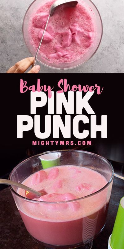 Easy Food For Baby Shower Simple, Punch Recipes For Baby Shower Easy, Easy Pink Punch, Baby Shower Punch For Girl, Pink Punch For Baby Shower Recipe, Kids Punch Recipe, Pink Baby Shower Punch, Pink Party Punches, Pink Punch Recipes