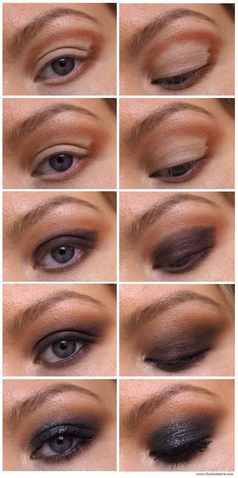 Smokey Eye Makeup With Glasses, Black Smokey Eye Blue Eyes, Sparkly Smokey Eye, Deep Set Eyes Makeup, Smoky Eye Tutorial, Smokey Eye Makeup Steps, Eye Makeup For Hooded Eyes, Black Smokey Eye Makeup, Smokey Eye Easy