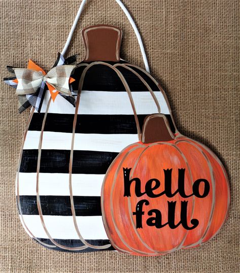 HELLO FALL Pumpkins THANKSGIVING Sign Wall Art Hanger Door Plaque Autumn Halloween Decor Country Wood Crafts Hand Painted Wooden Country Wood Crafts, Thanksgiving Sign, Art Hanger, Hand Painted Pumpkin, Personalized Plaques, Thanksgiving Signs, Door Plaque, Pumpkin Thanksgiving, Outdoor Display