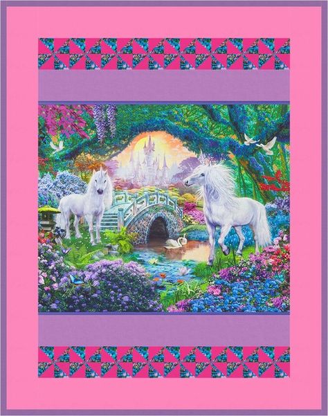 Scenic Panorama designed by Robert Kaufman Fabrics. Features Picture This by Jan Patrik Krasny, shipping to stores August 2017. Five color stories (Wild, Adventure, Ocean, Sweet, Nature). FREE pattern will be available for download in August 2017 from robertkaufman.com #FREEatrobertkaufmandotcom Quilt Panel Ideas, Unicorn Quilt, Unicorn Blanket, Quilt Fabric Collections, Fabric Pictures, Teen Bedding, Robert Kaufman Fabrics, Girls Quilts, Panel Quilts