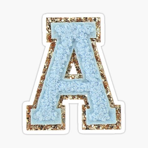 "Preppy Blue Varsity Letter A" Sticker by ktp100 | Redbubble Z Wallpaper Letter Iphone, Letter A Sticker, Home Gym Design Garage, Z Wallpaper, Preppy Stickers, Cute Blue Wallpaper, Aesthetic Letters, Varsity Letter, Aura Colors