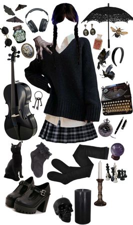 Wednesday Core Outfits, Wensday Inspired Outfit, Wednesday Addams Fits, Wednesday Tv Show Outfits, Wednesday Outfit Ideas For Work, Wednesday Addams Clothing, Wednesday Aesthetic Outfits, Wanda Addams, Wednesday Addams Outfit Aesthetic