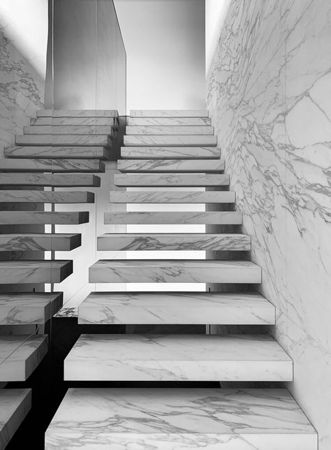 #interiordesign #interior #interiordesignideas #white #marble #stairs ✔️ Marble Stairs Design Modern, Porcelain Stairs, Floating Stairs Modern, Mari Stairs, White Marble Stairs, Morocco Villa, Cantilever Staircase, Internal Stairs, Stairs Designs