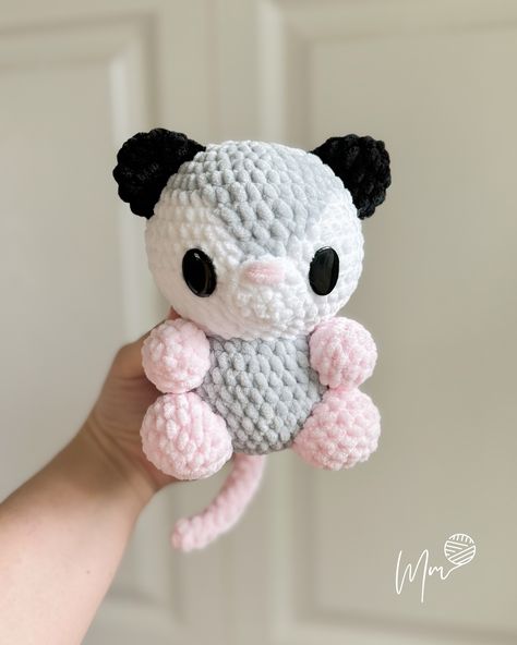 Free Possum Crochet Pattern, Opossum Crochet Pattern Free, Crochet Possum Free Pattern, Amigurumi Possum, Crochet Possum, Opossum Crochet, Crochet Opossum, Spooky Crafts, 2024 Inspiration