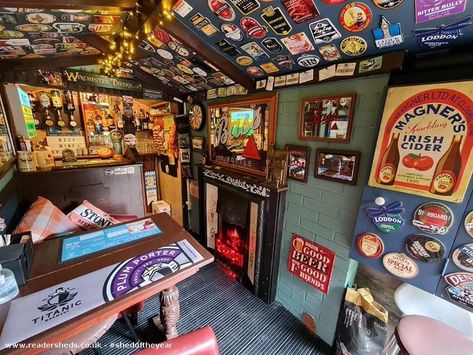 The Winchester, Pub/Entertainment, Staffordshire owned by Andrew Tittensor #pubshed | #shedoftheyear | Readersheds Pub Interior Ideas, Uni Decor, Home Pub Ideas, Shed Bar, Garden Pub, Garage Pub, Cool Sheds, Pub Ideas, Pub Shed