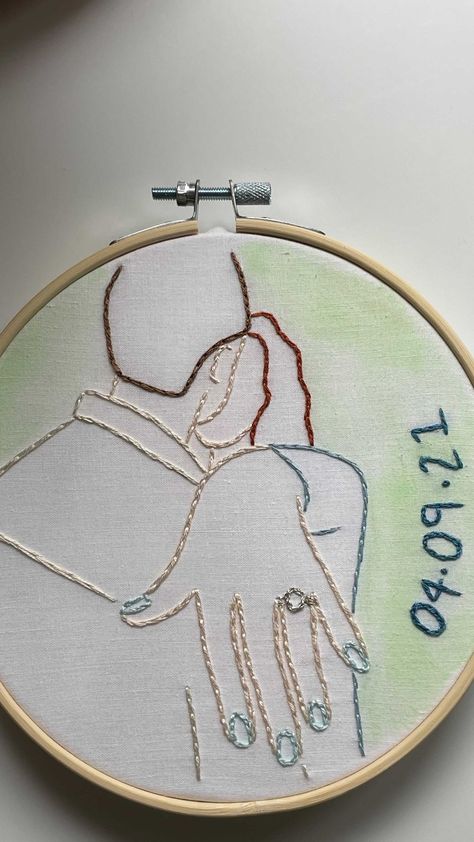 Engagement Embroidery Hoop, Engagement Embroidery, Embroidery Engagement, Couples Embroidery, Embroidery Christmas Ornaments, Name Embroidery, Photo Pattern, Embroidery Christmas, Embroidery Gifts