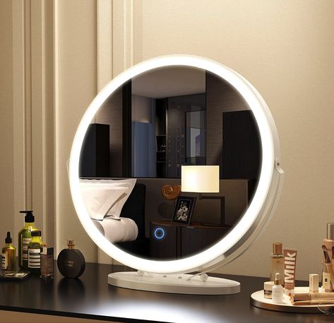 Led Lighted Dressing Circle Mirror Big Led Mirror, Circle Vanity Mirror, Led Vanity Mirror, Vanity Mirror With Lights, Built In Dressing Table, Makeup Vanity Mirror With Lights, Desk Mirror, Circle Mirror, Makeup Vanity Mirror