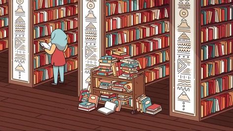 Hilda Bedroom, Hilda Library, Hilda The Series, Hilda Background Art, Hilda Aesthetic, Desktop Bg, Cozy Coffee Shop, Type Posters, Cartoon Background