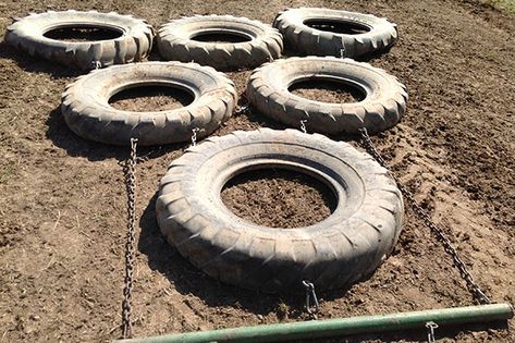 A homemade implement can be constructed from used tires that can be dragged across the field with a tractor or ATV to scarify the sod. Arena Drag, Used Farm Tractors, Diy Tire, Yard Tractors, Horse Farm Ideas, Horse Arena, Bermuda Grass, Tractor Idea, Tractor Implements