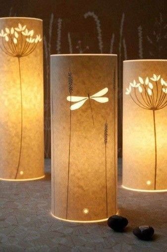 Increíble lamparas de papel | Soy Carmín 30th Birthday Ideas For Women, Paper Lamps, Dragonflies Design, Diy Lamp, Paper Lanterns, Let There Be Light, Bedside Lamp, Paper Cut, Decoration Design