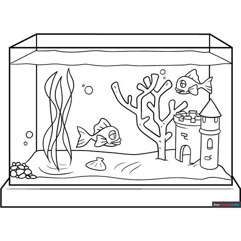 Free Fish Tank Coloring Page for Kids Fish Tank For Kids, Fish Tank Drawing, Printable Fish, Fish Printables, Ocean Coloring Pages, Goldfish Tank, Fish Coloring Page, Abstract Coloring Pages, Kids Print