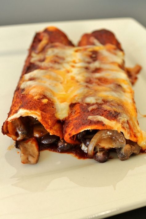 Black Bean And Cheese Enchiladas, Red Enchilada Sauce Recipe, Mushroom Enchiladas, Bean And Cheese Enchiladas, Vegetarian Enchiladas Recipe, Homemade Red Enchilada Sauce, Enchilada Sauce Recipe, Vegetable Enchiladas, Vegetarian Enchiladas